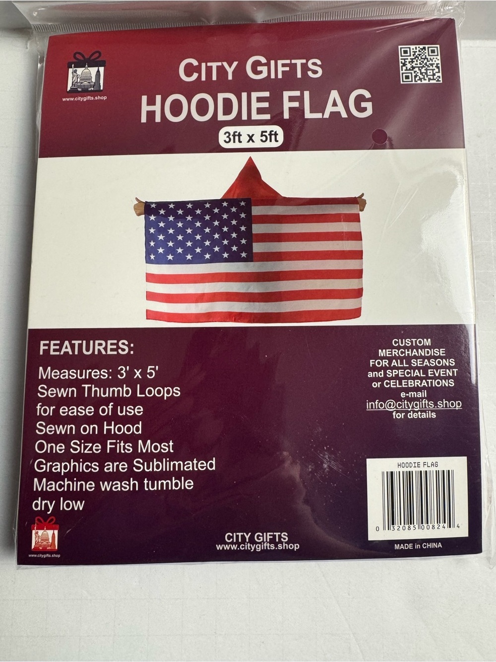 Red, White & Blue Hoodie Flag W/Thumbs Up - 3ft x 5ft Sporting Events Olympics